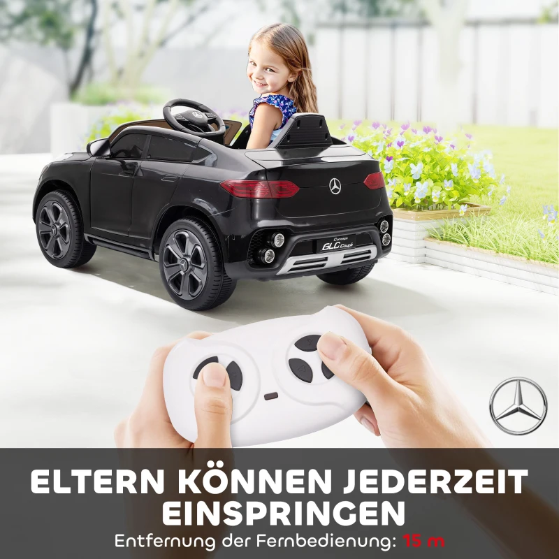 AIYAPLAY Elektroauto für Kinder, 12V Kinderauto mit Fernbedienung, LED-Lichter, Musik, 3 Geschwindigkeiten, 3-6 Jahre, Schwarz