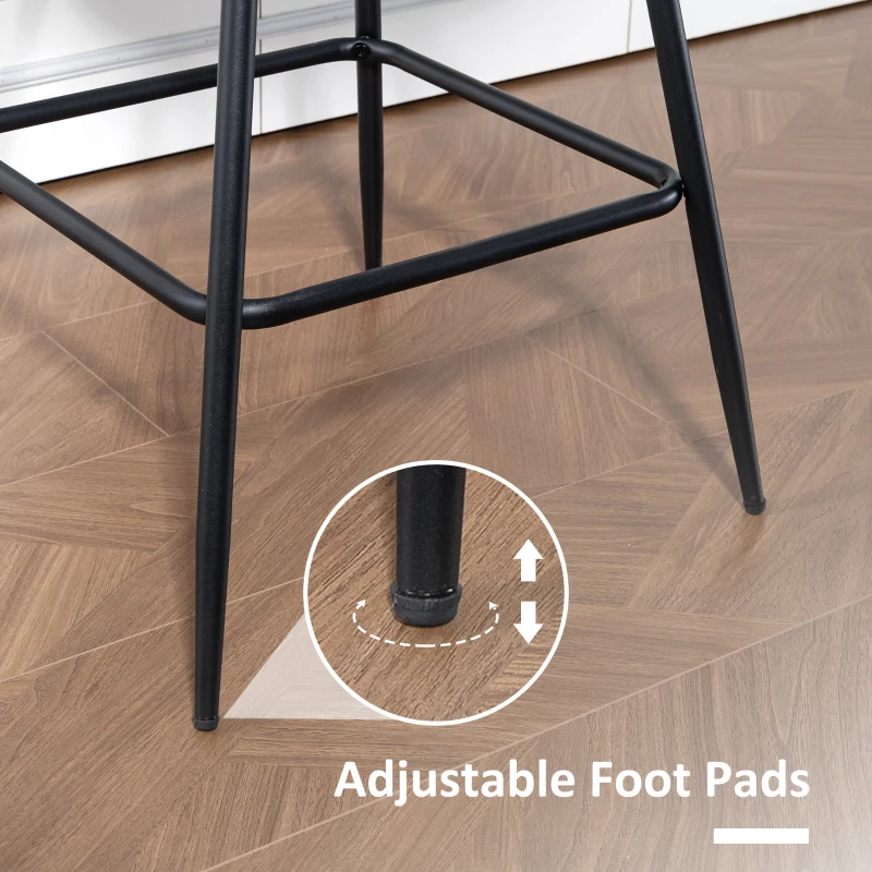 HOMCOM Set of 2 PU Leather Swivel Bar Stools - Black