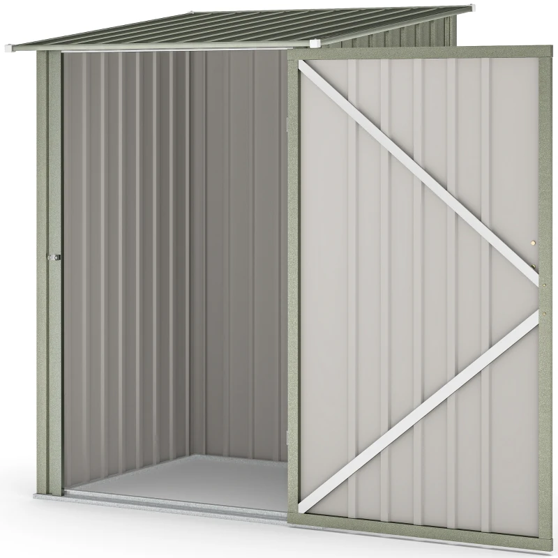 Outsunny Caseta de Jardín para Herramientas en Acero Galvanizado con Puerta Batiente, 100x104x160 cm, Gris Plateado