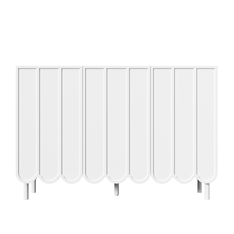 Credenza moderna con 9 ante ondulate, in MDF, 120x35x80 cm, Bianco