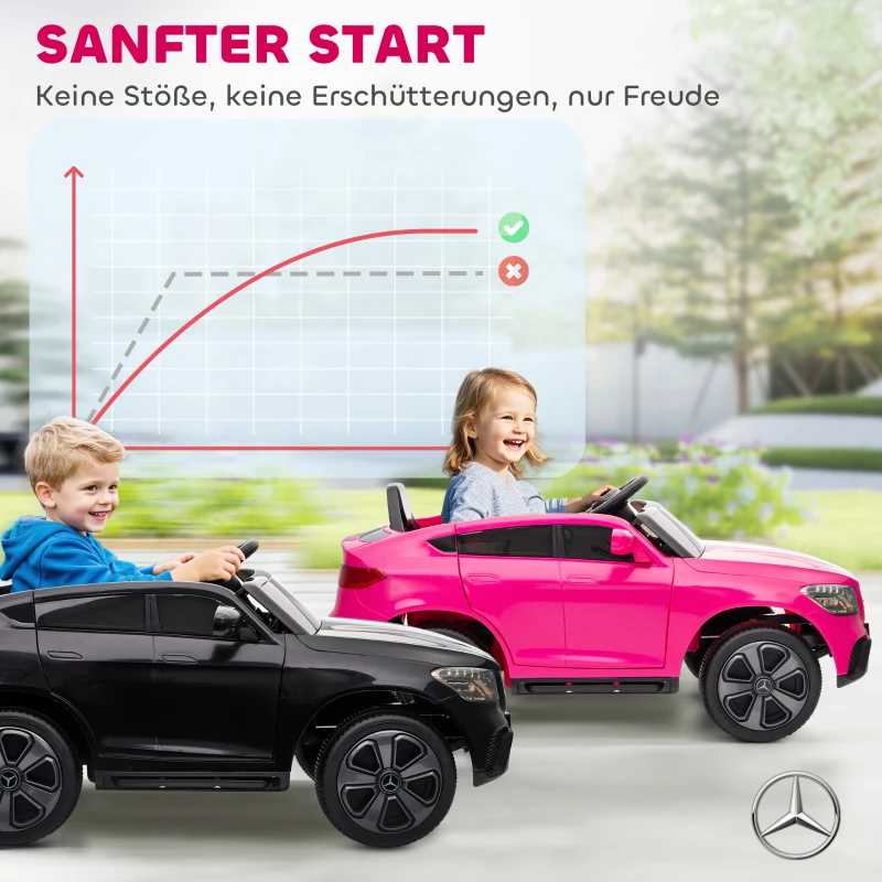 AIYAPLAY Elektroauto für Kinder, 12V Kinderauto mit Fernbedienung, LED-Lichter, Musik, 3 Geschwindigkeiten, 3-6 Jahre, Rosa(m-6)