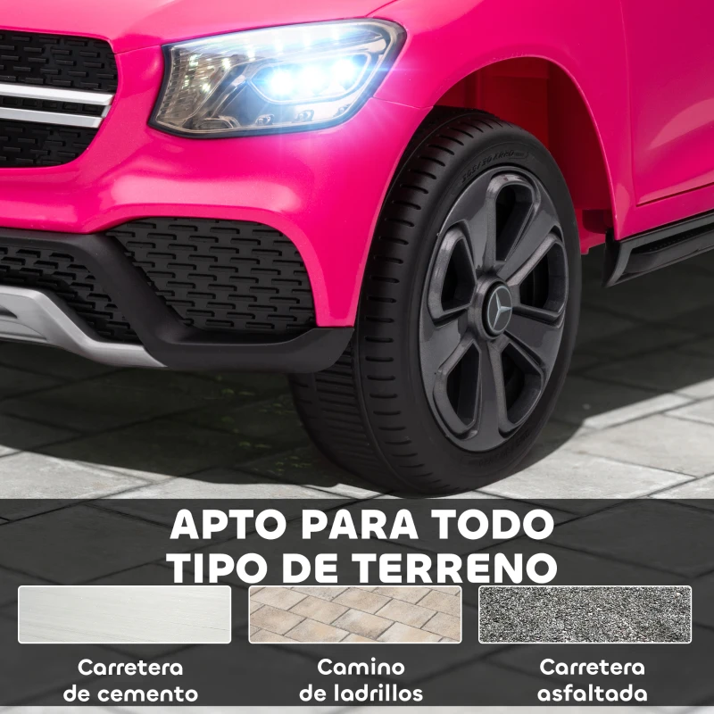AIYAPLAY Coche Eléctrico para Niños Mercedes-Benz GLC Coupé 12V Mando a Distancia 2,4 G Motor Doble MP3 Rosa