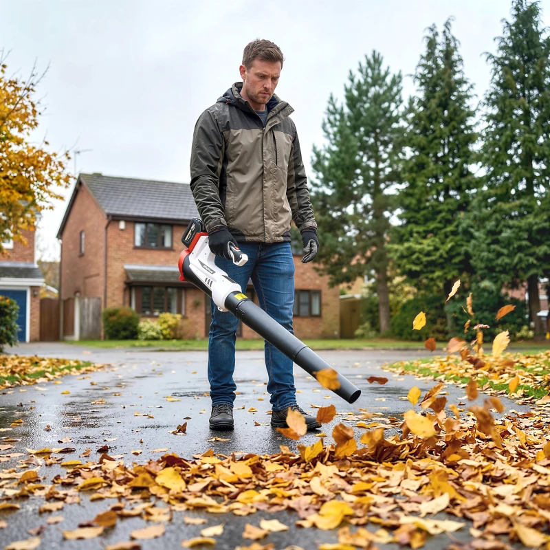 Outsunny Laubbläser Laubsauger Häcksler 250 W mit Akku 4000mAh und Ladegerät, 6 Stufen, 149 km/h, Weiß