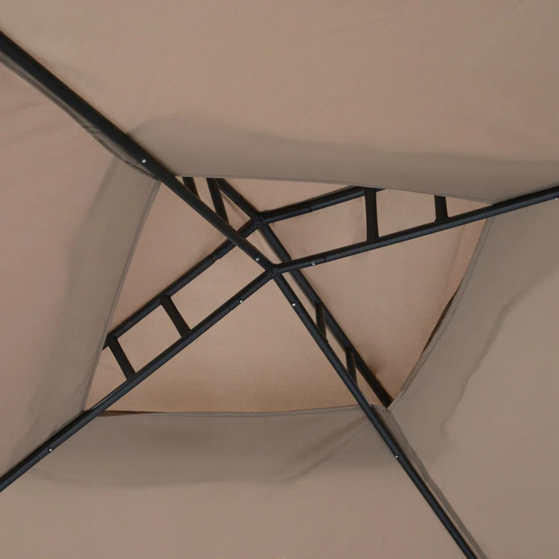 Outsunny Outdoor Gazebo, 2-tier Roof W/Netting, 295L x 295W x 263Hcm-Taupe