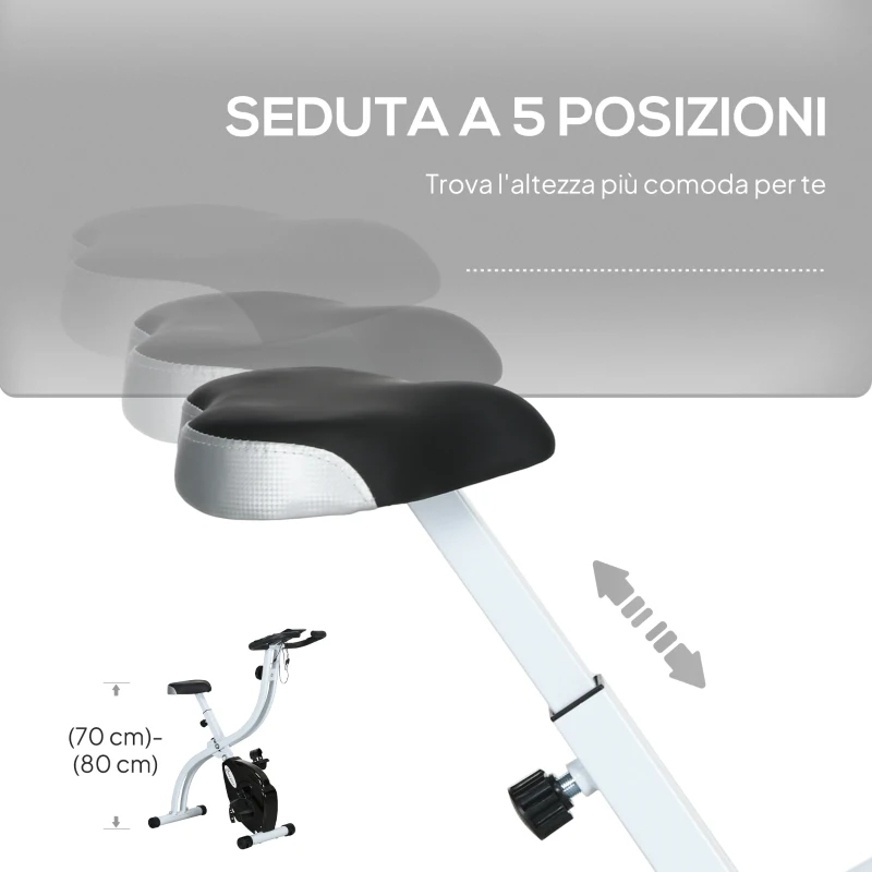 SPORTNOW Cyclette Magnetica Pieghevole a 8 Livelli di Resistenza con Seduta Regolabile, in Acciaio, 97x43x110 cm, Nero