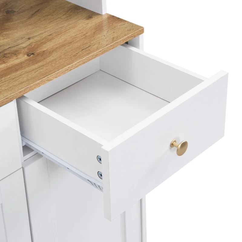 Mobile dispensa alto portaoggetti con 5 ante e 3 cassetti, 94.5x30x175.5 cm, Bianco