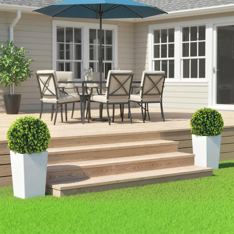 HOMCOM Set de 2 bolas de eucalipto artificiales de 65 cm planta artificial con protección UV, 330 hojas en maceta, verde