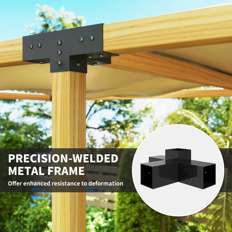 Outsunny 12PCS Pergola Kit, Pergola Brackets with 3-Way & 4-Way Corner Brackets for 9.6 x 9.6 cm (Actual 9.2 x 9.2 cm) Lumber