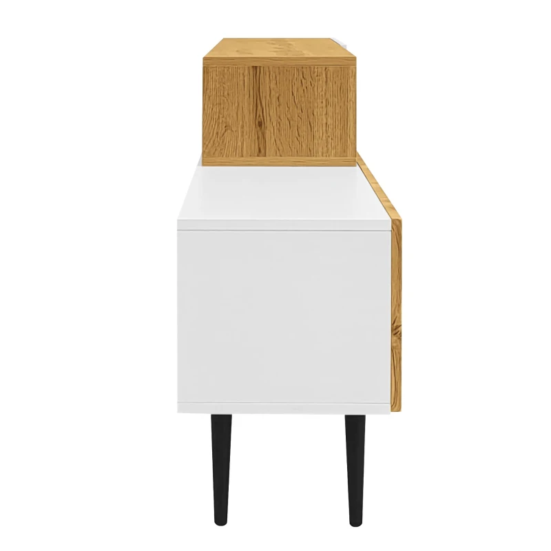 Meuble TV à longueur réglable, design modulaire en 2 parties, 130-220x30x63,4 cm, Couleur naturelle