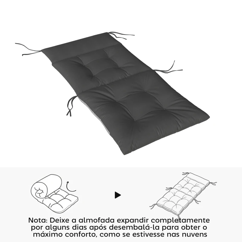 Outsunny Conjunto de 4 Almofadas para Cadeiras de Jardim Impermeáveis e Antiderrapantes com Encosto e Fitas 112x53 cm Cinzento Escuro