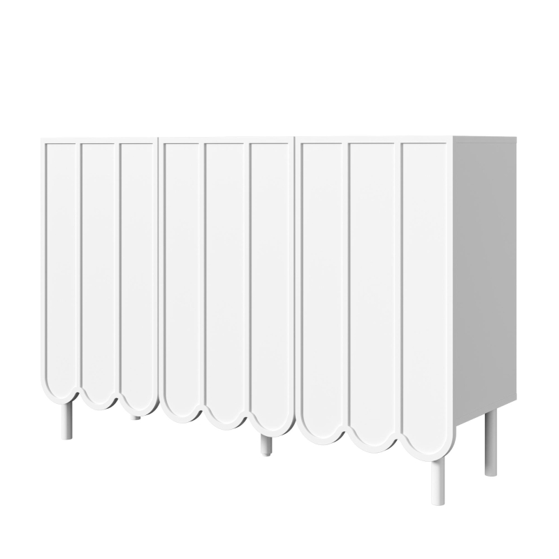 Credenza moderna con 9 ante ondulate, in MDF, 120x35x80 cm, Bianco