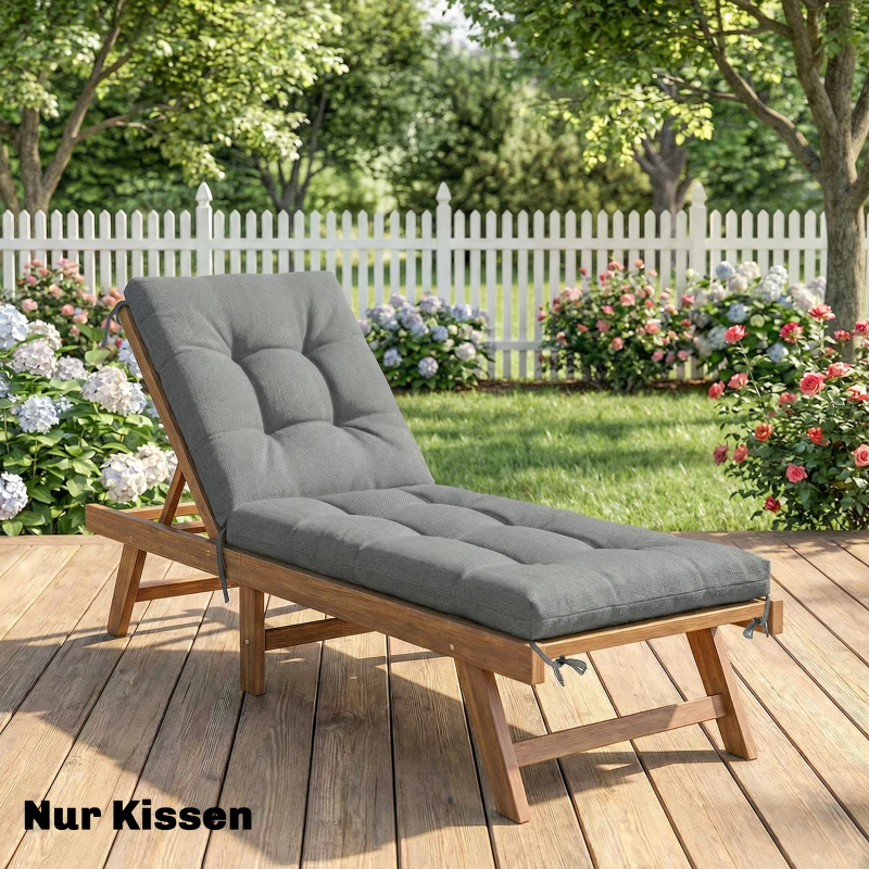 Outsunny Palletkussen Afneembaar Zitkussen met Bevestigingsriemen Palletkussen voor de meeste Ligstoelen 198x65x13cm Lichtgrijs