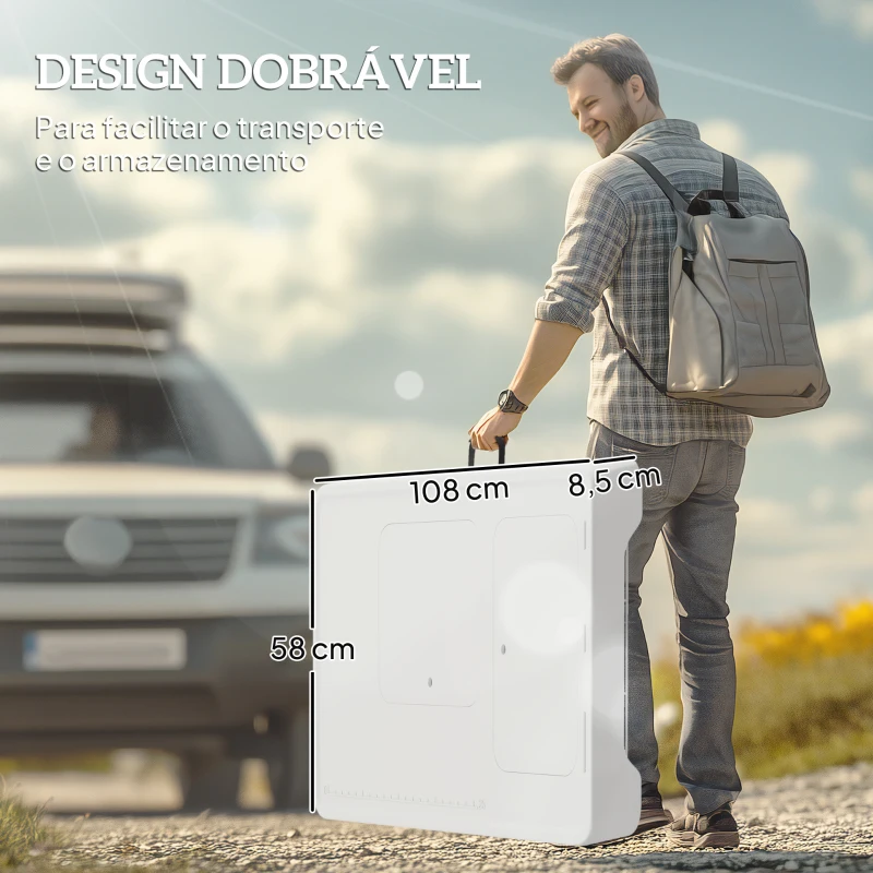 Outsunny Mesa para Campismo Dobrável Mesa com 2 Lavatórios Mangueira de Drenagem Estação de Limpeza 108x58x92 cm Branco