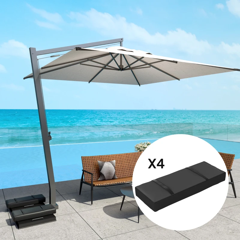 Outsunny Parasol Weights Set of 4, Parasol Base Weights Bags, 25kg Fillable Sandbag Weights with Handles, Cantilever Umbrella Base Weights, Black