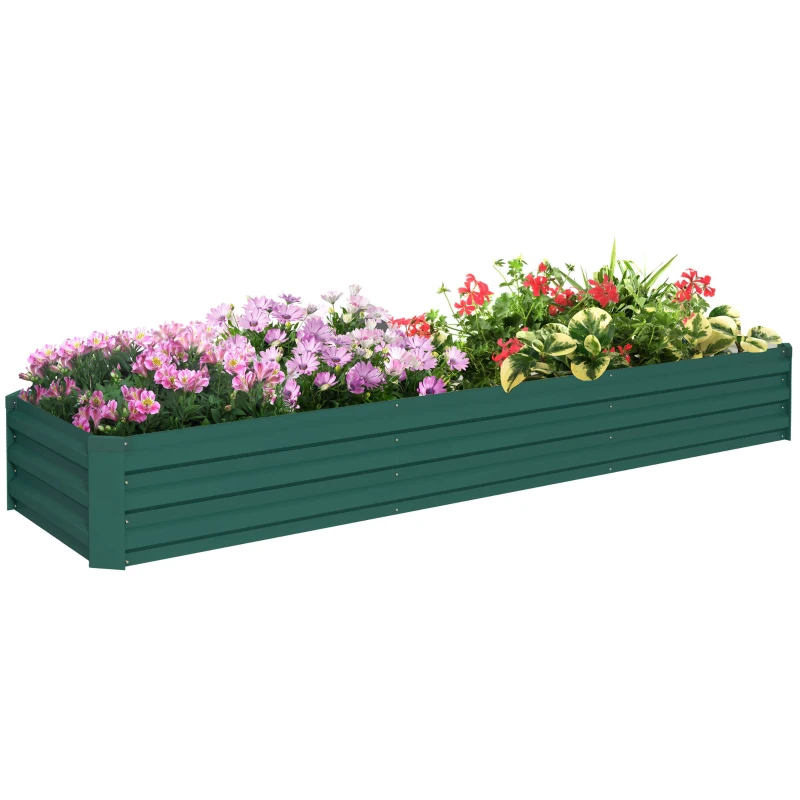 Outsunny Hochbeet Stahl, Pflanzbeet mit offenem Boden Frühbeet Gartenbeet 240 x 60 x 30 cm für Garten Balkon