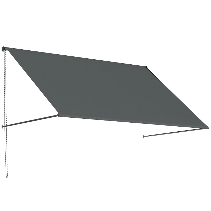Outsunny Toldo manual retráctil inclinación regulable 195 x 120 cm protección UV aluminio poliéster gris oscuro