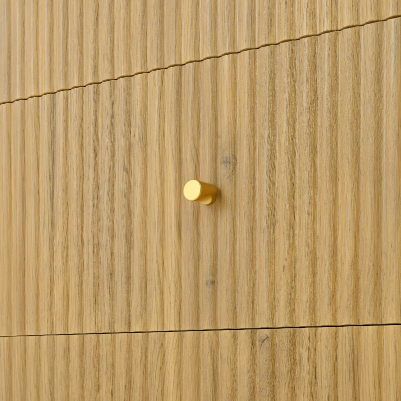 Buffet avec portes en rotin, design arrondi, 140x40x80 cm, Couleur naturelle