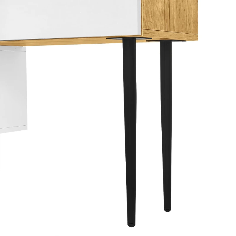 Meuble TV à longueur réglable, design modulaire en 2 parties, 130-220x30x63,4 cm, Couleur naturelle