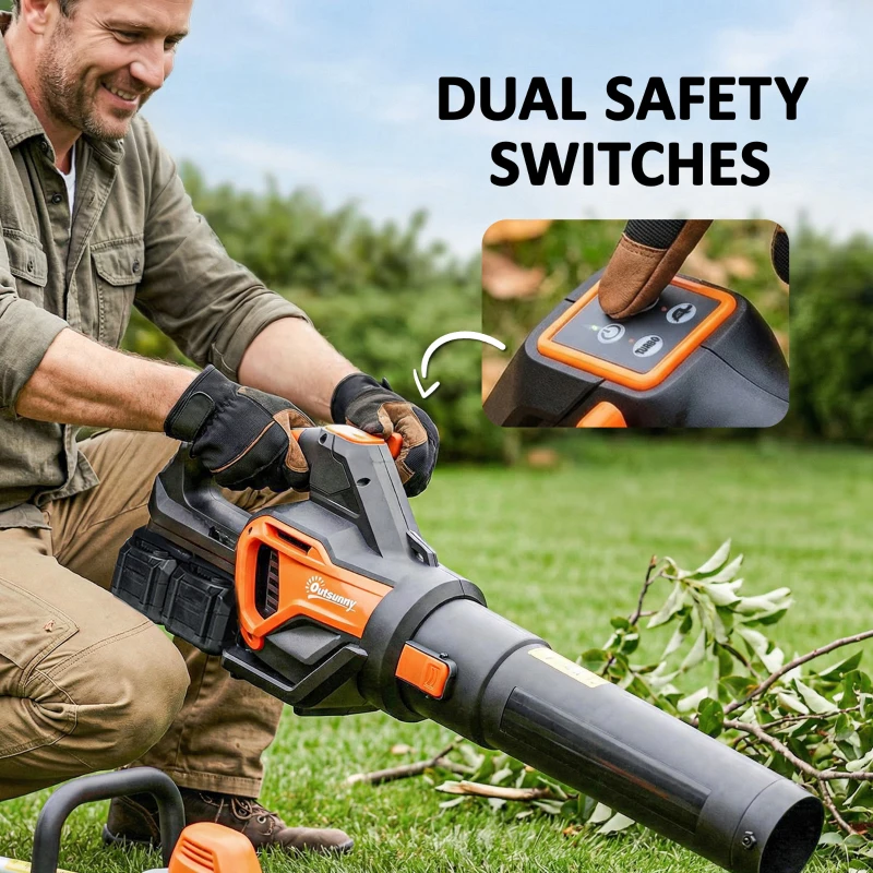 Outsunny Accu-Bladblazer 20V Draadloos Bladblazer met 2x4.0Ah Batterij & Oplader Turbo-Boost 162,7 km/u Blaassnelheid