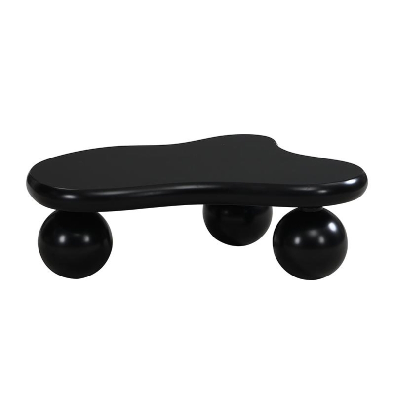 Tavolino da salotto a nuvola con illuminazione LED e gambe tonde, 95x62.5x32 cm, Nero