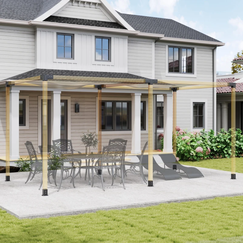 Outsunny 12PCS Pergola Kit, Pergola Brackets with 3-Way & 4-Way Corner Brackets for 9.6 x 9.6 cm (Actual 9.2 x 9.2 cm) Lumber