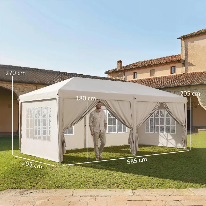 Outsunny Carpa de jardín exterior 6x3m carpa plegable con paneles anti-UV Altura ajustable con Bolsa de transporte beige
