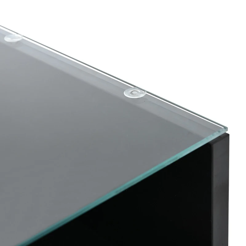 Tavolino da salotto regolabile e lucido con piano rialzabile e illuminazione LED, 78x78x45.5 cm, Nero