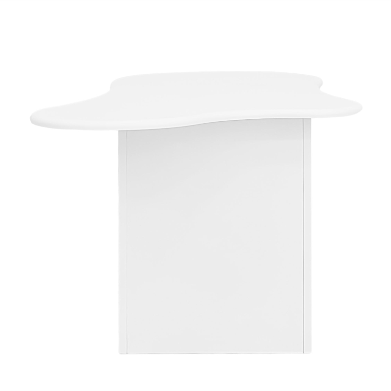 Tavolino da salotto a nuvola con cassetti e ripiani aperti, 97x45x43.5 cm, Bianco