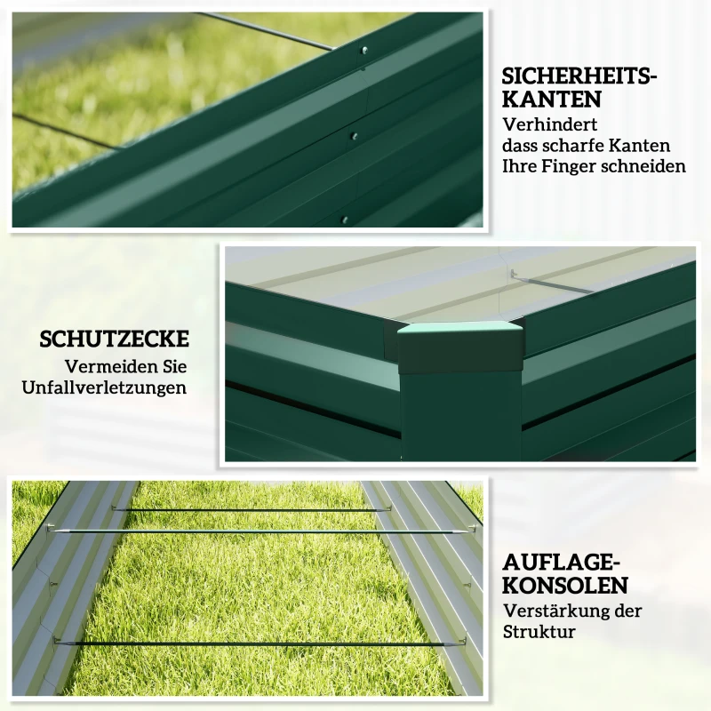 Outsunny Hochbeet Stahl, Pflanzbeet mit offenem Boden Frühbeet Gartenbeet 240 x 60 x 30 cm für Garten Balkon