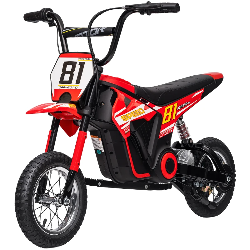 AIYAPLAY Moto Eléctrica para Niños 24V con Motor 250W Velocidad de 6-16km/h Ruedas de 12'' para Niños de 8-12 Años Rojo