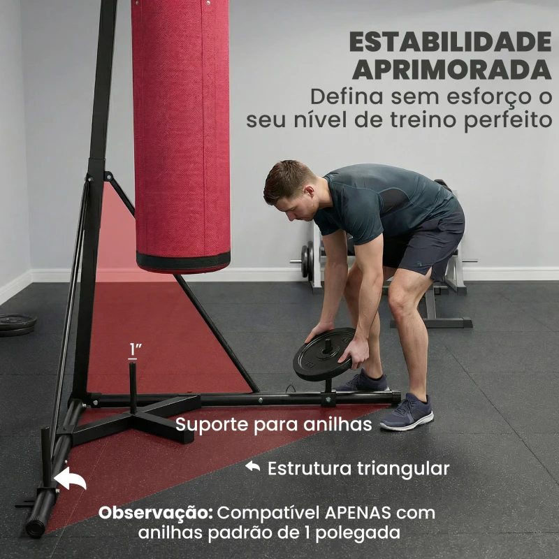 SPORTNOW Suporte para Saco de Boxe de Pé em Aço Altura Ajustável 175–220 cm e 185–231 cm Base Pesada e Saco de Lona