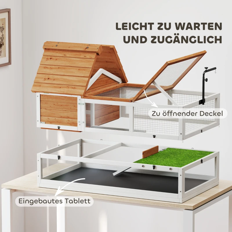 PawHut Schildkrötenhaus, 2-Ebenen-Gehege, Lampenhalter, Kleintierkäfig, Orange