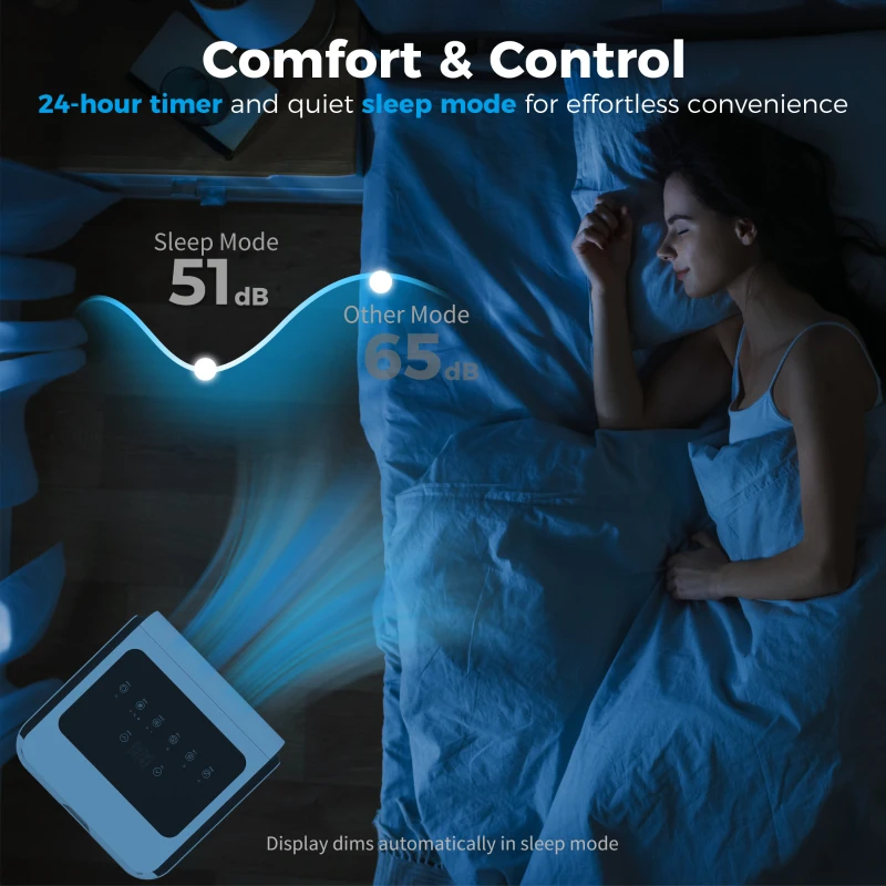 HOMCOM Portable Air Conditioner 9000 BTU, 4-in-1 Air Conditioning Unit with Cooling, Dehumidifier, Fan, Sleep Mode, White