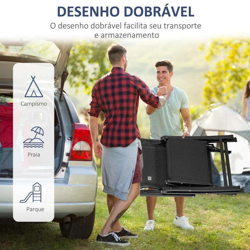 Outsunny Espreguiçadeira Dobrável de Jardim Espreguiçadeira Gravidade Zero com Encosto Ajustável em 9 Posições com Almofada 70x65x111 cm Preto