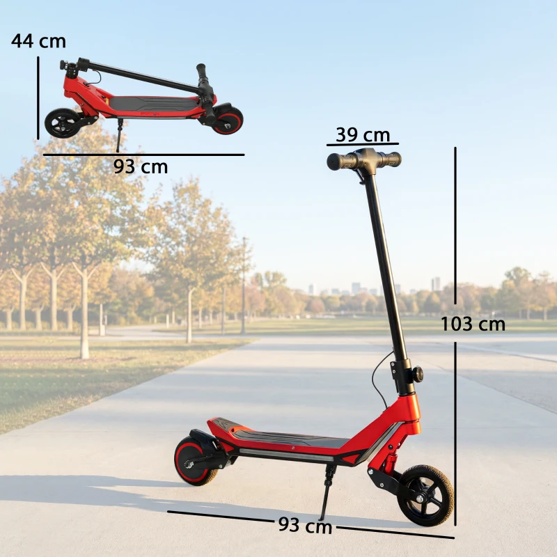 SPORTNOW Electric Scooter for Kids, Foldable E Scooter for Age Age 6+ with LED Display, RGB lights, Up to 16km/h, Red