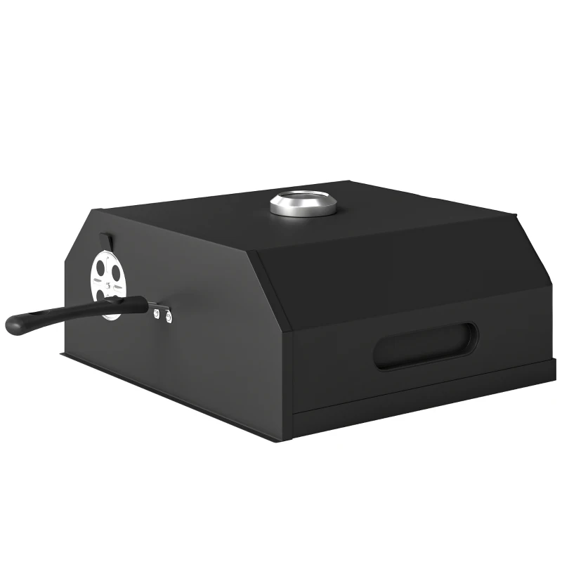 Outsunny Forno per Pizza a Legna Portatile con Pietra in Cordierite e Termometro, in Metallo, 53x40x18.5 cm, Nero