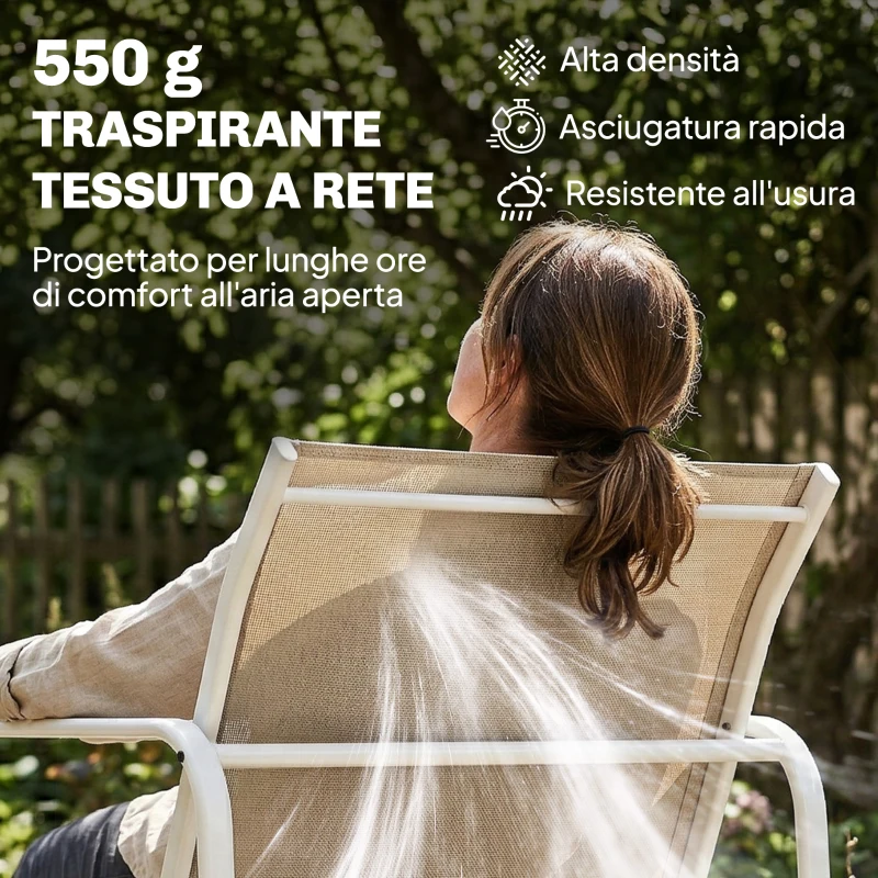 Outsunny Set da Giardino 4 Pezzi con Divano, Poltrone, Tavolino, Khaki e Bianco