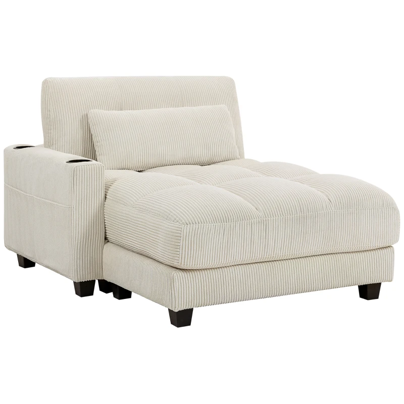 HOMCOM Sofá cama con cojín, espuma, convertible en cama, portavasos, Blanco crema