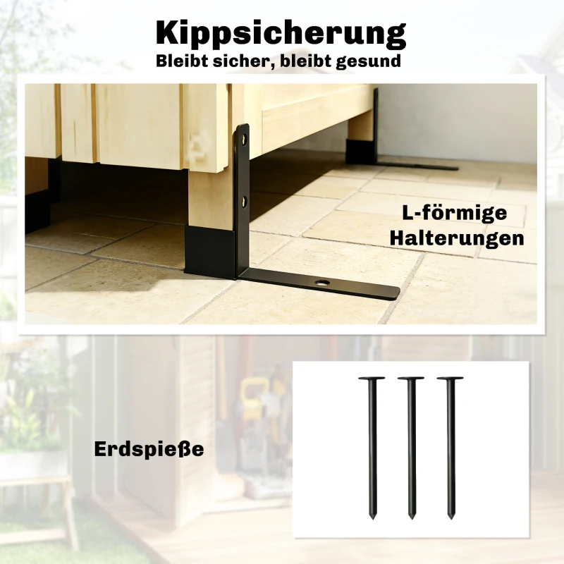 Outsunny Houten tuinkast extra hoge gereedschapsschuur met verstelbare plank magnetische deur gegalvaniseerd dak ventilatie
