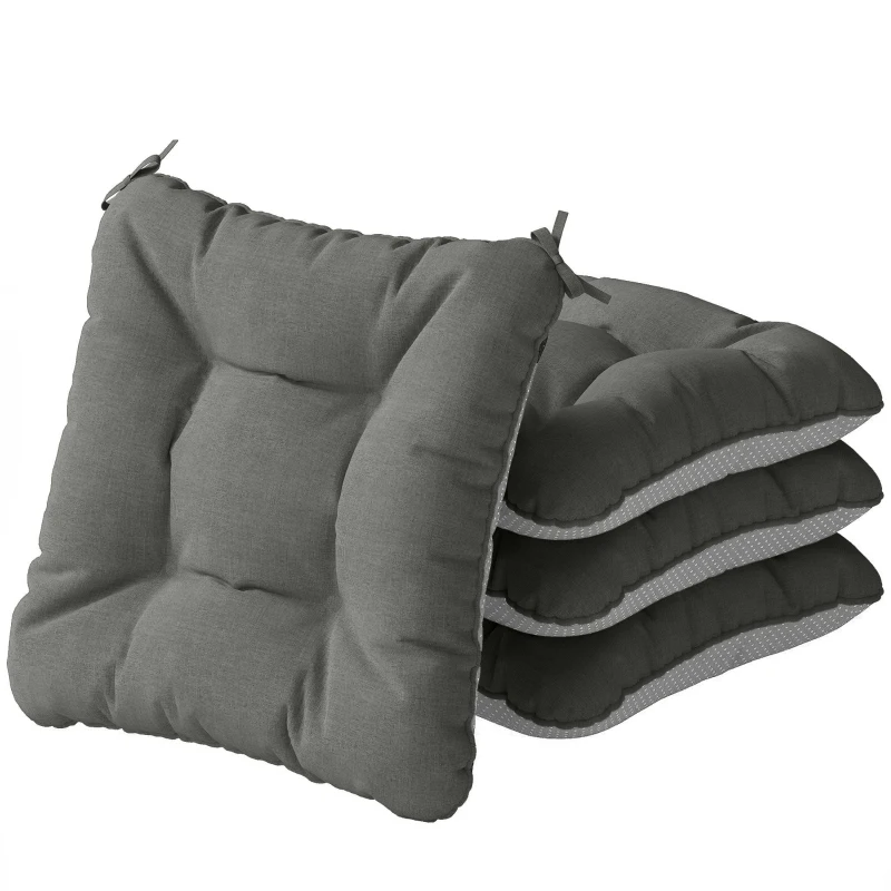 Outsunny Set 4 cuscini per sedie impermeabili, 39,5x39,5x10 cm, Grigio scuro