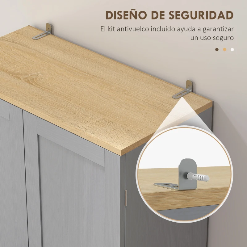 HOMCOM Alacena de Cocina Armario de Almacenaje Multifuncional con 4 Puertas y Estantes Ajustables 60x30x171 cm Gris