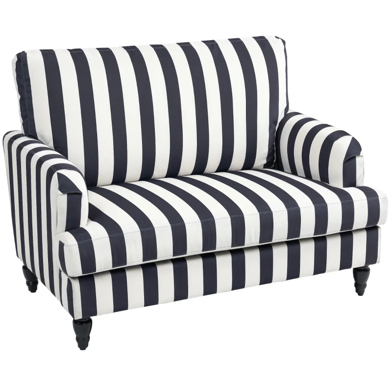 HOMCOM Sillón de salón con asiento amplio en terciopelo a rayas con muelles en S, 115x82x82 cm, Negro y blanco