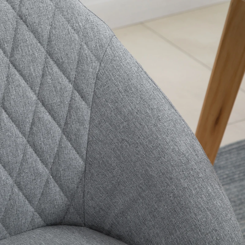 HOMCOM Set de 2 Scaune de Dining Design scandinav, Picioare subtiri din lemn de fag, Scaun cu spătar și brațe ergonomice, Gri