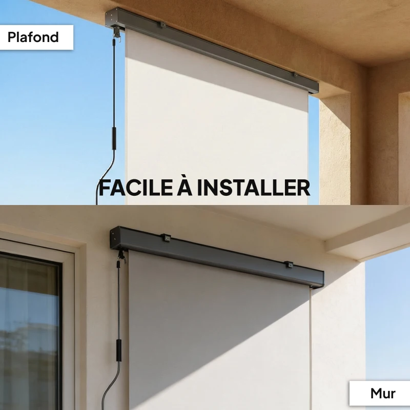 Outsunny Store enrouleur extérieur, store vertical extérieur avec manivelle et cassette en aluminium, 250x160cm, crème