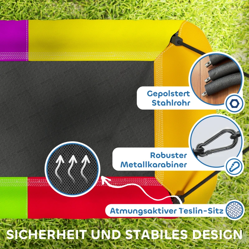 AIYAPLAY Nestschaukel Höhenverstellbar Hängeschaukel bis zu 300kg mit verstellbarer Seile für 3-8 Jahre 148x77x180 cm Mehrfarbig