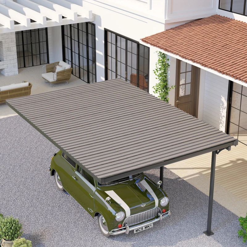 Outsunny Lote de 12 paneles de acero galvanizado resistentes a la intemperie, 129 x 45 cm, efecto madera gris claro