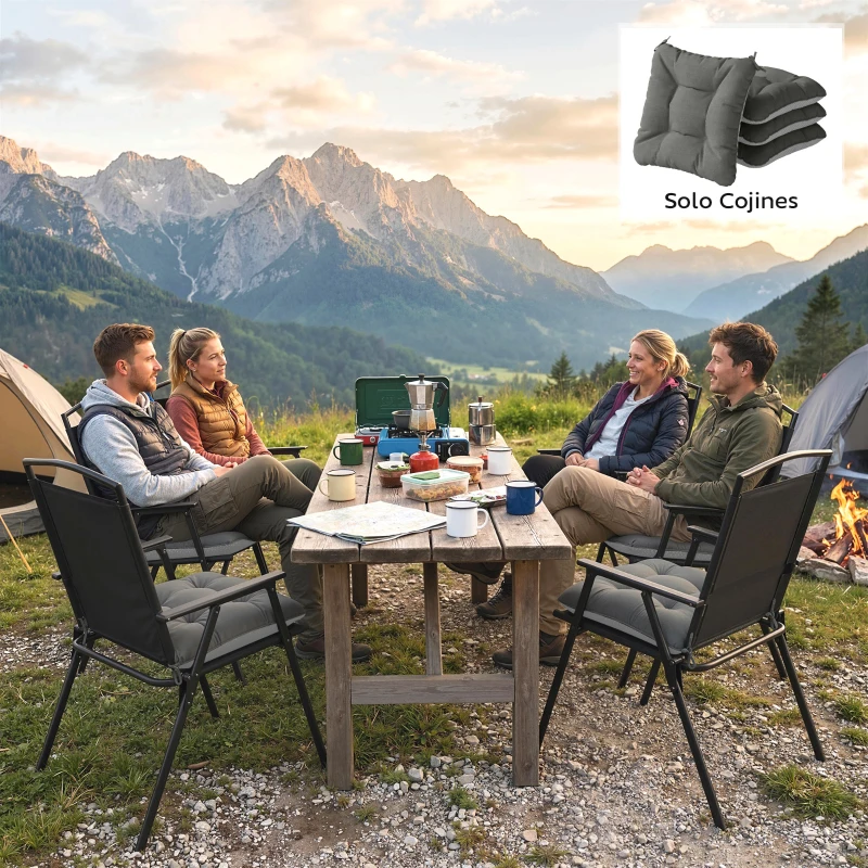 Outsunny Set 4 cuscini per sedie impermeabili, 39,5x39,5x10 cm, Grigio scuro