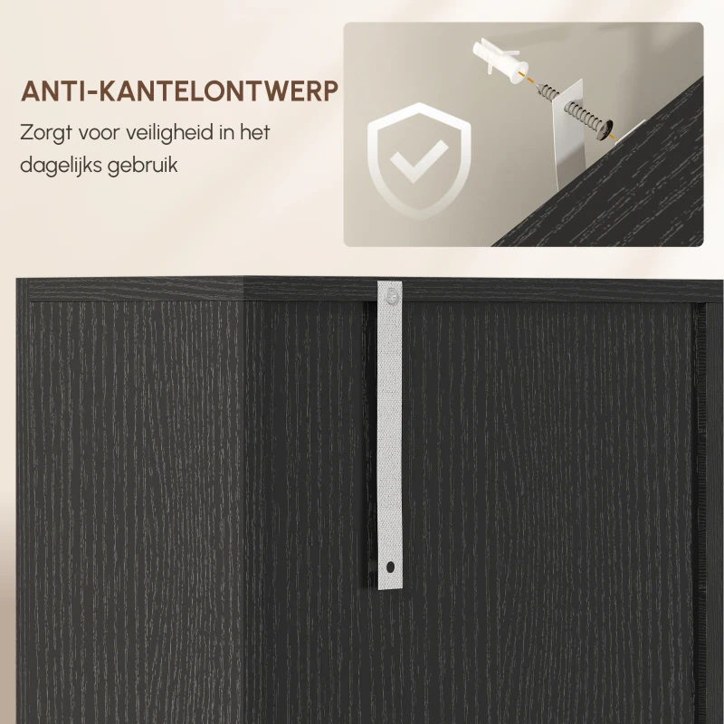 HOMCOM Keukenkast buffetskast met lade soft-close 80x35x180 cm zwart(m-5)