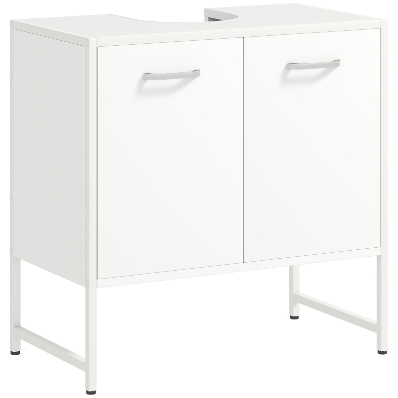 HOMCOM Mobile sotto lavabo con 2 ante soft close e ripiano regolabile, Bianco