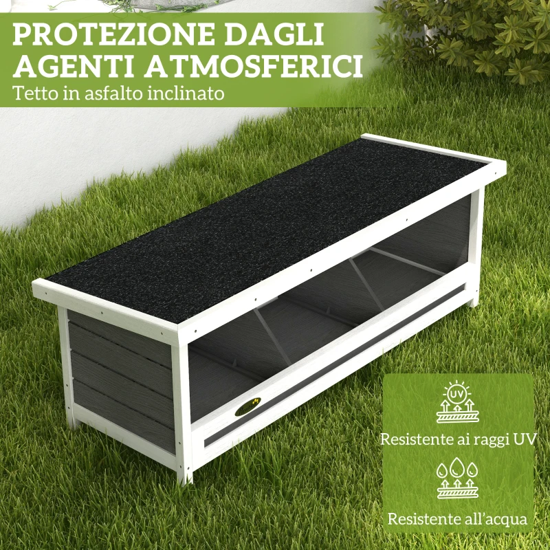 PawHut Nido per Galline a 3 Aree con Base Rialzata e Tetto, in Legno e Bitume, 95x37x34 cm, Grigio